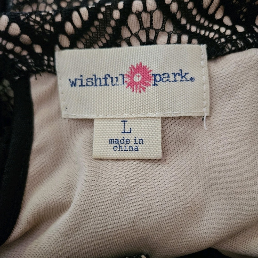 Wishful Park Shift A-line Dress Women Size L Black Tan Lined Lattice Sleeveless - Picture 7 of 9